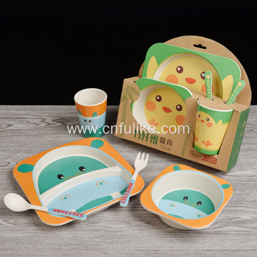 Reusable Bamboo Fiber Kids Dish Set